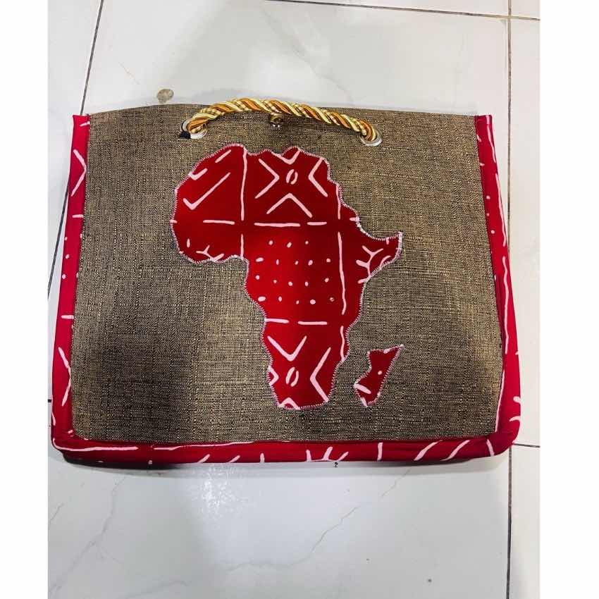 Sac à main artisanal femme, cabas en toile motif africain wax, grande capacité