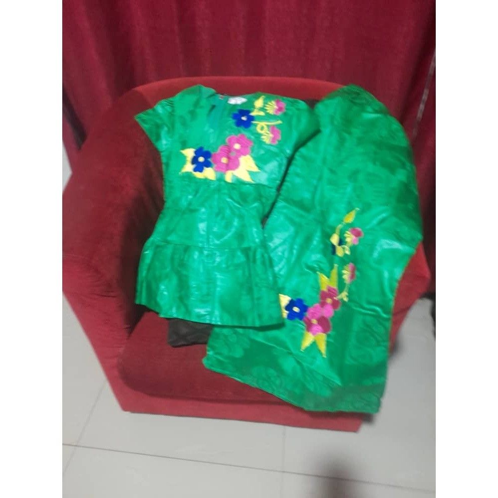 Ensemble bazin fille 11 ans vert, tenue africaine cérémonie élégante