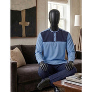 Haut homme bleu décontracté supercent, confortable, coupe ample