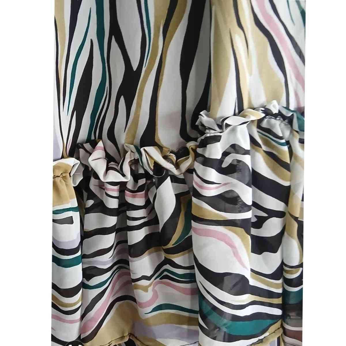 Robe femme blanche verte fleurette bohème chic été élégante manches longues