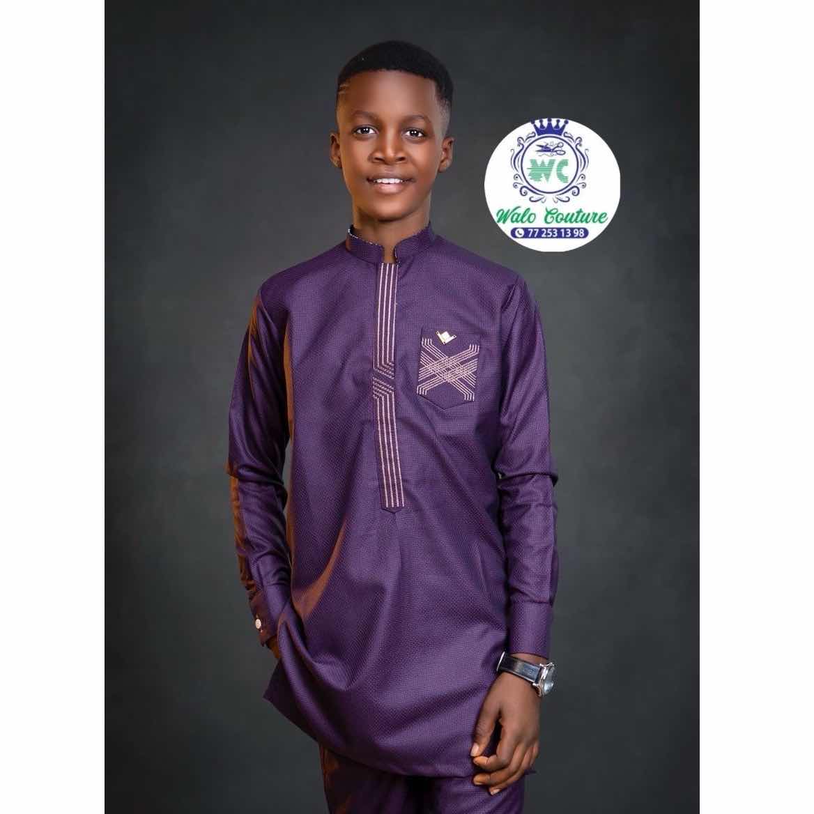 Ensemble costume africain garçon rouge ou gris, chic cérémonie et traditionnel