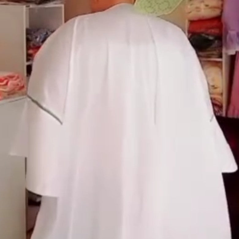 Demi boubou femme blanc vert ample en coton