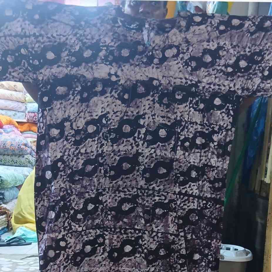 Robe batik femme ample coton noire blanche, été bohème grande taille
