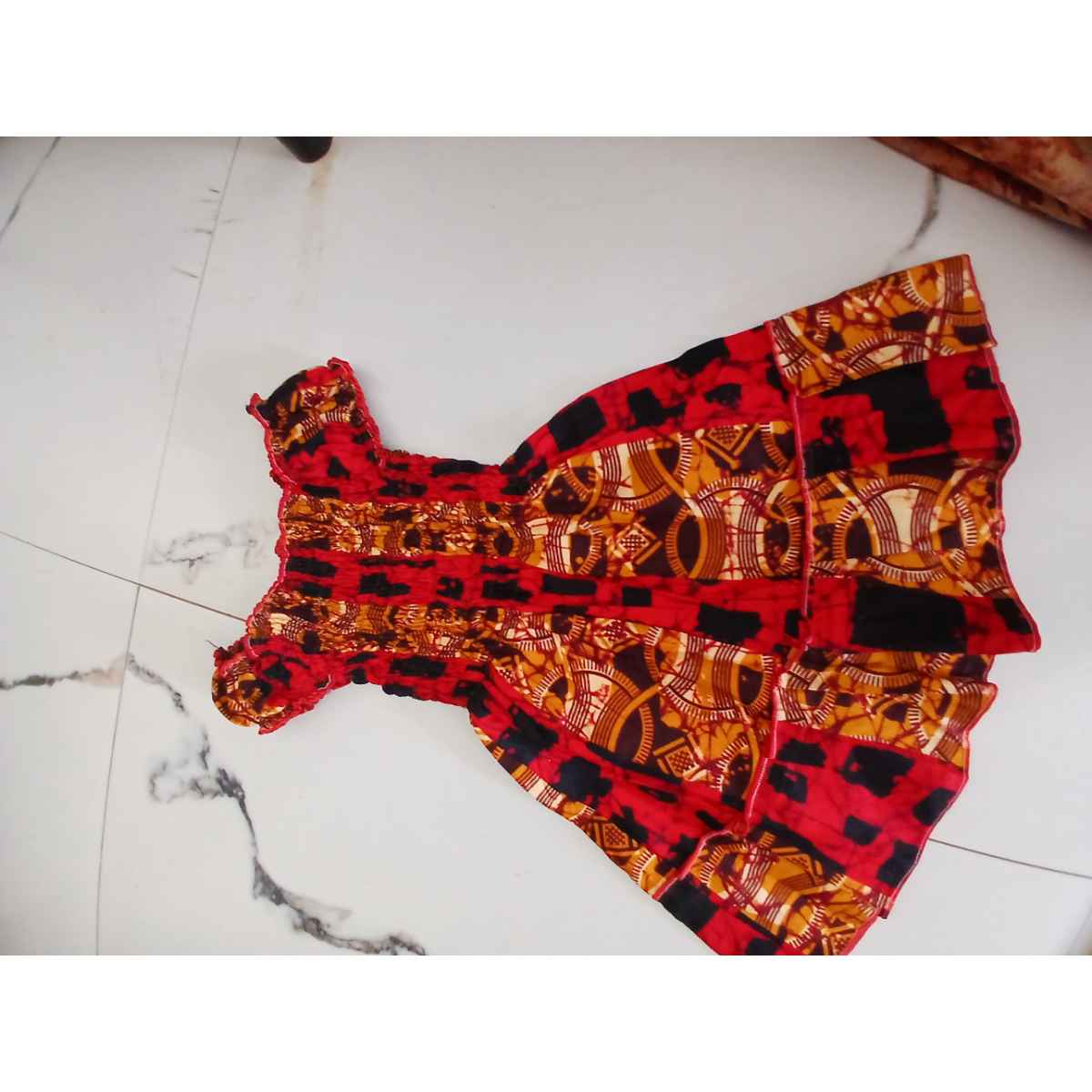 Robe enfant wax évasée volants bas en coton (fille 1-2 ans)