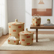 Ensemble panier africain maison en fibres naturelles, déco et rangement artisanal