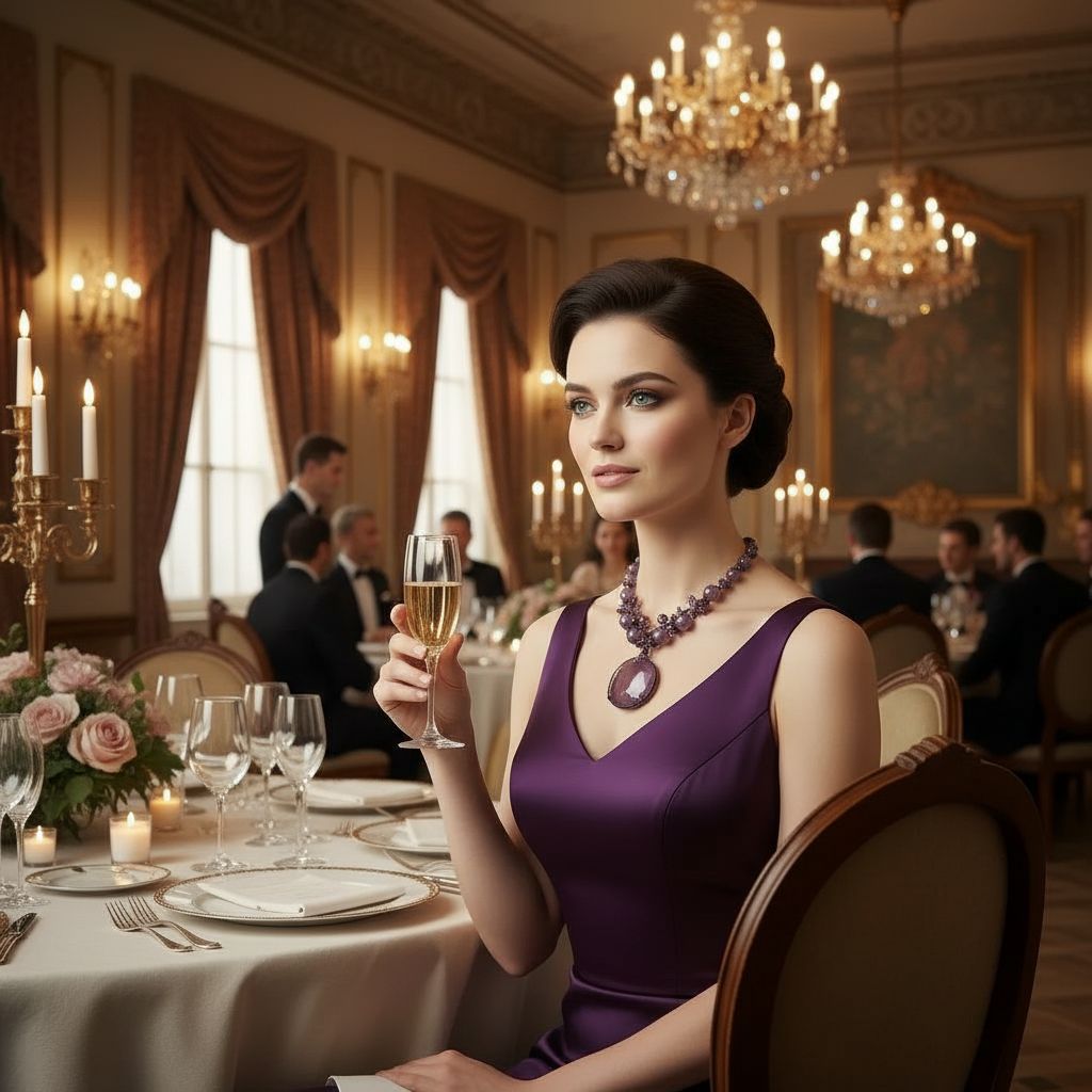 Parure Coeur Violet en Agate - Élégance Luxueuse