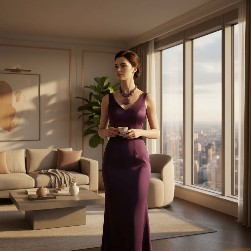 Parure Coeur Violet en Agate - Élégance Luxueuse