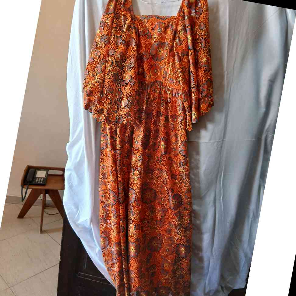 Robe guipure orange longue