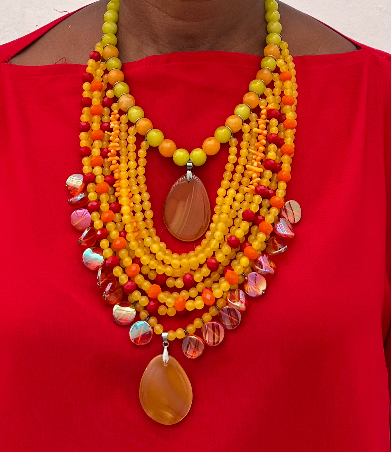 Collier femme fait main perles agate – Perles de Soleil – Bijou artisanal multi-rangs chic