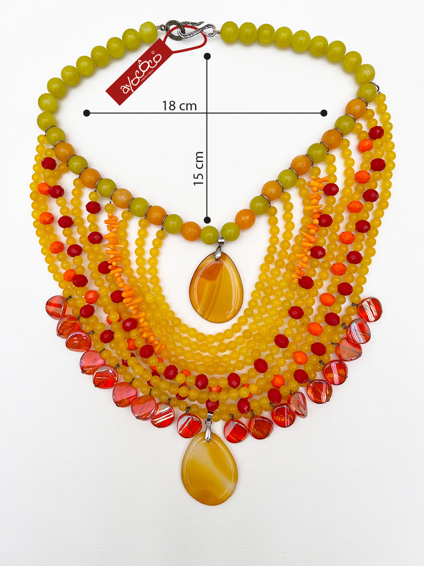 Collier femme fait main perles agate – Perles de Soleil – Bijou artisanal multi-rangs chic