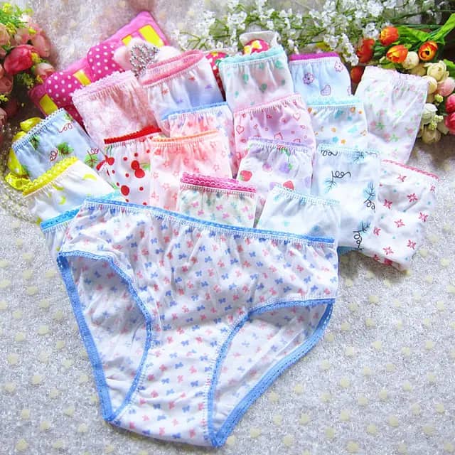 Lot 3 slips fille coton motif floral, sous-vêtement confortable 3/4 ans