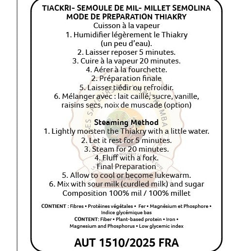 Thiakry Semoule Semolina de mil