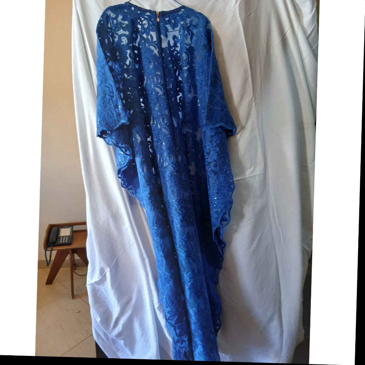Robe boubou longue au dentelle bleu