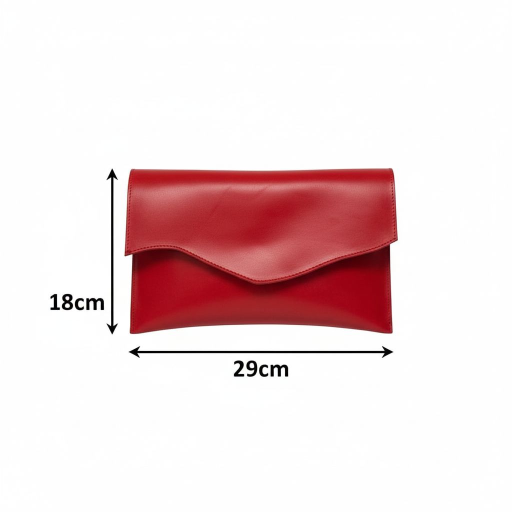 Pochette rouge femme en cuir | Pochette enveloppe élégante soirée chic