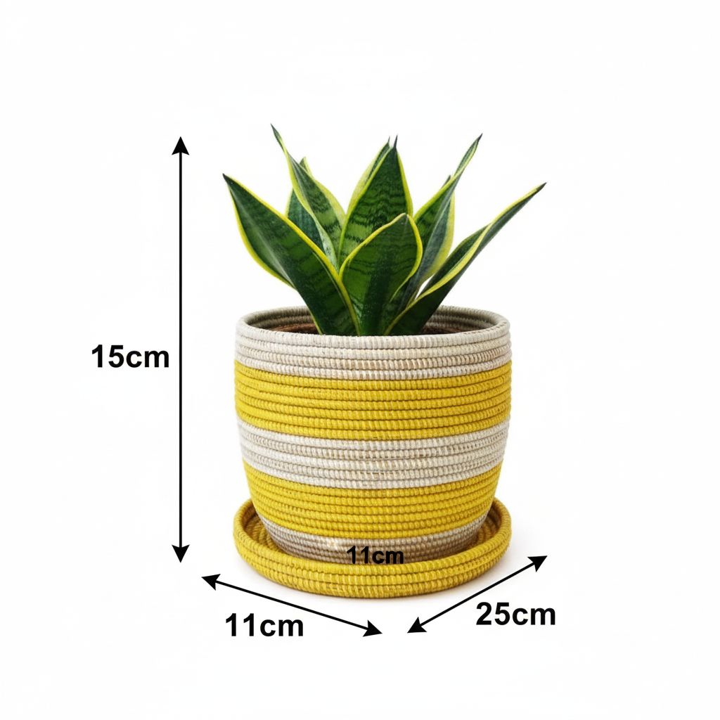 Pot de plante en panier africain jaune