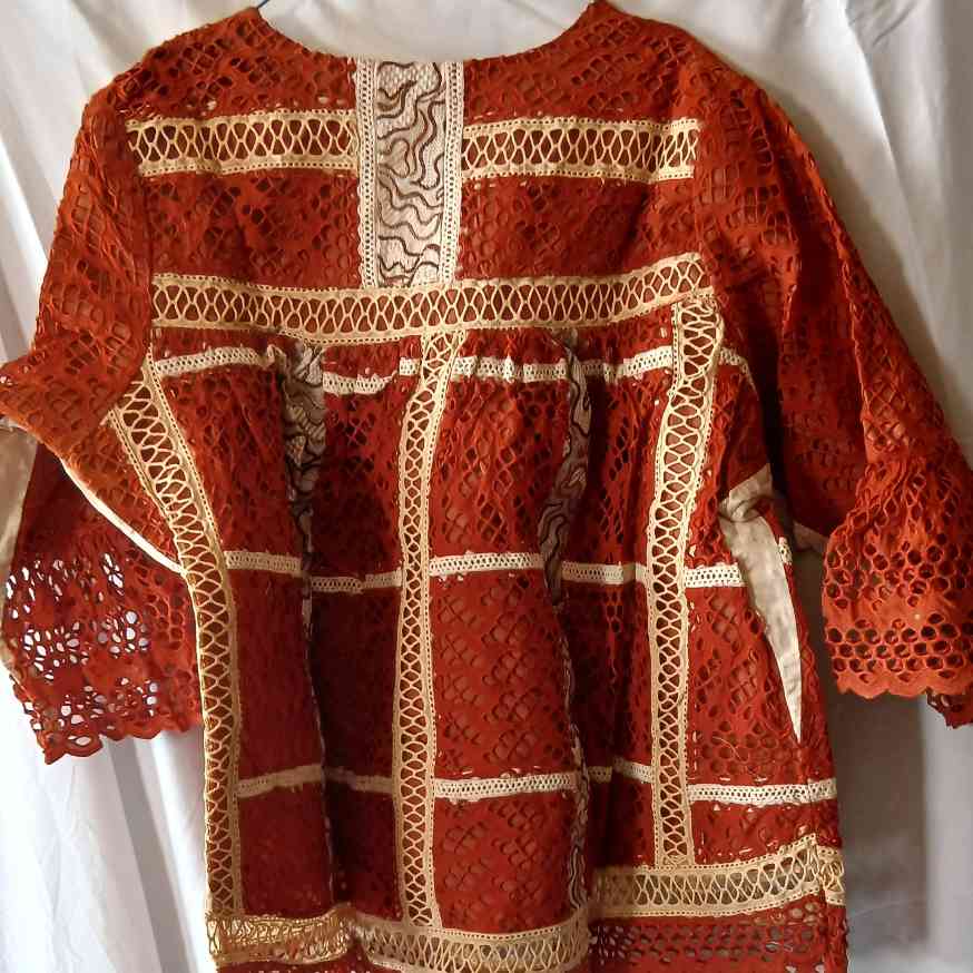 Ensemble jupe femme marron beige brodée bohème chic et haut élégant