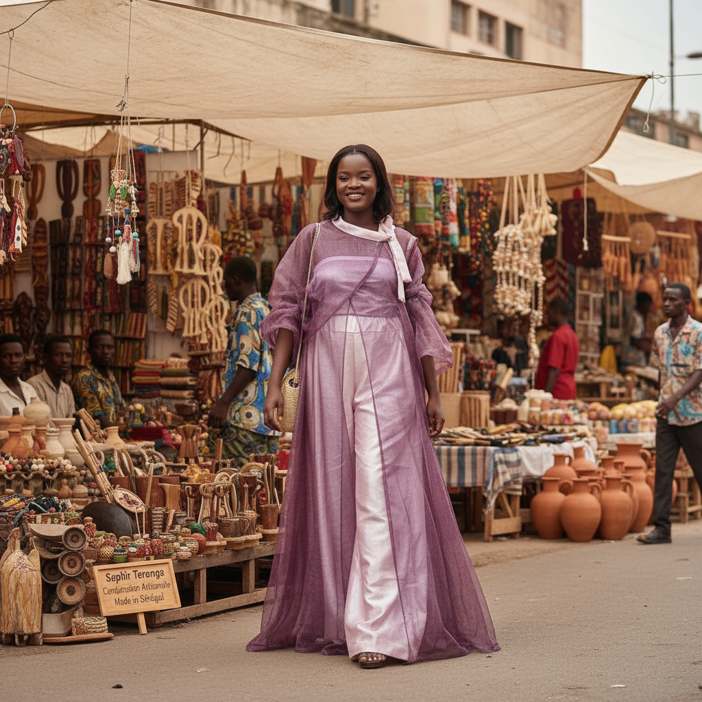 Combinaison Artisanale Saphir Teranga Sénégal - Éclat Moderne