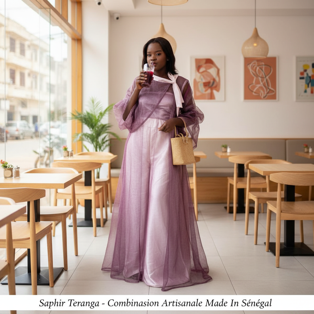 Combinaison Artisanale Saphir Teranga Sénégal - Éclat Moderne