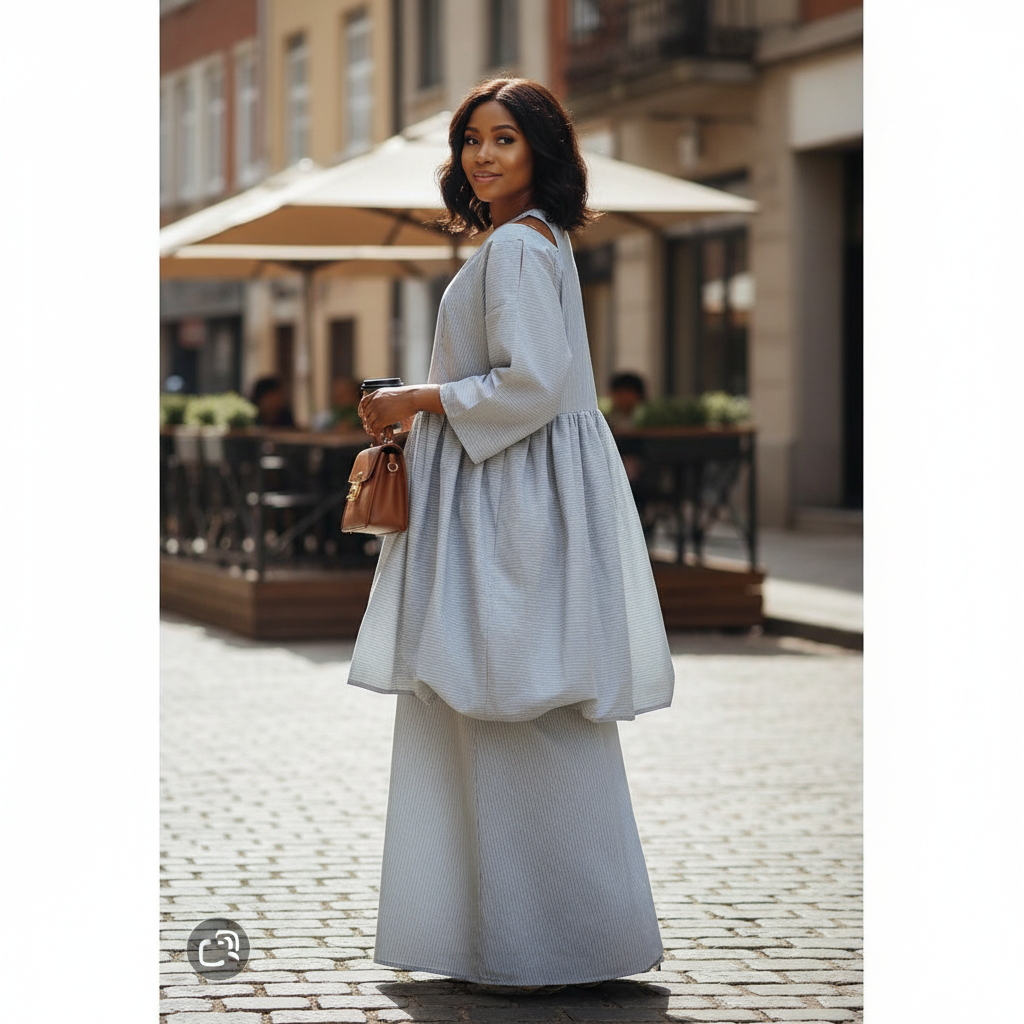 Robe Maxi Femme Gris en Coton - Élégance Effortless