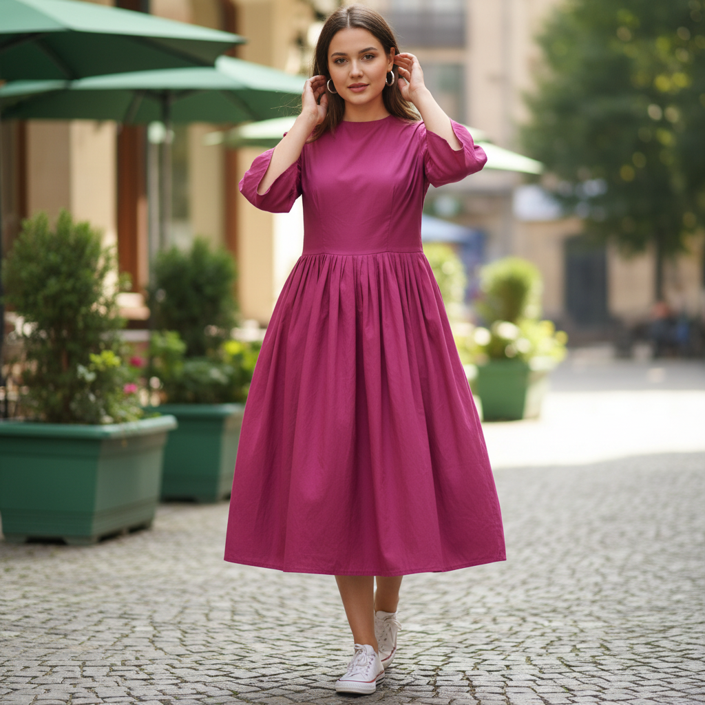 Robe Femme Coton Fuchsia - Élégance et Confort