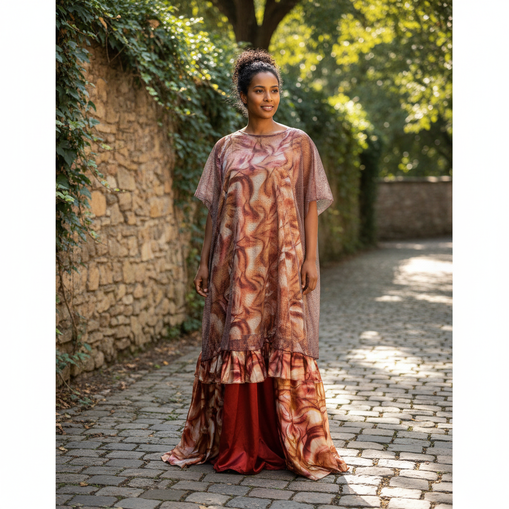 Robe Artistique Flottante Abstraite Élégante - Polyvalence et Charme