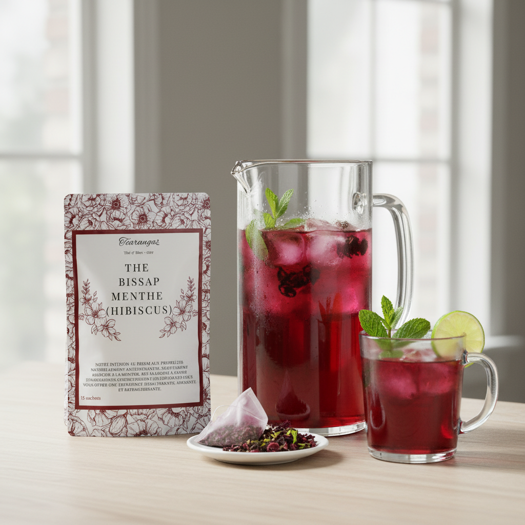 Thé Hibiscus Menthe Poivrée Élégant - Antioxydant Revitalisant