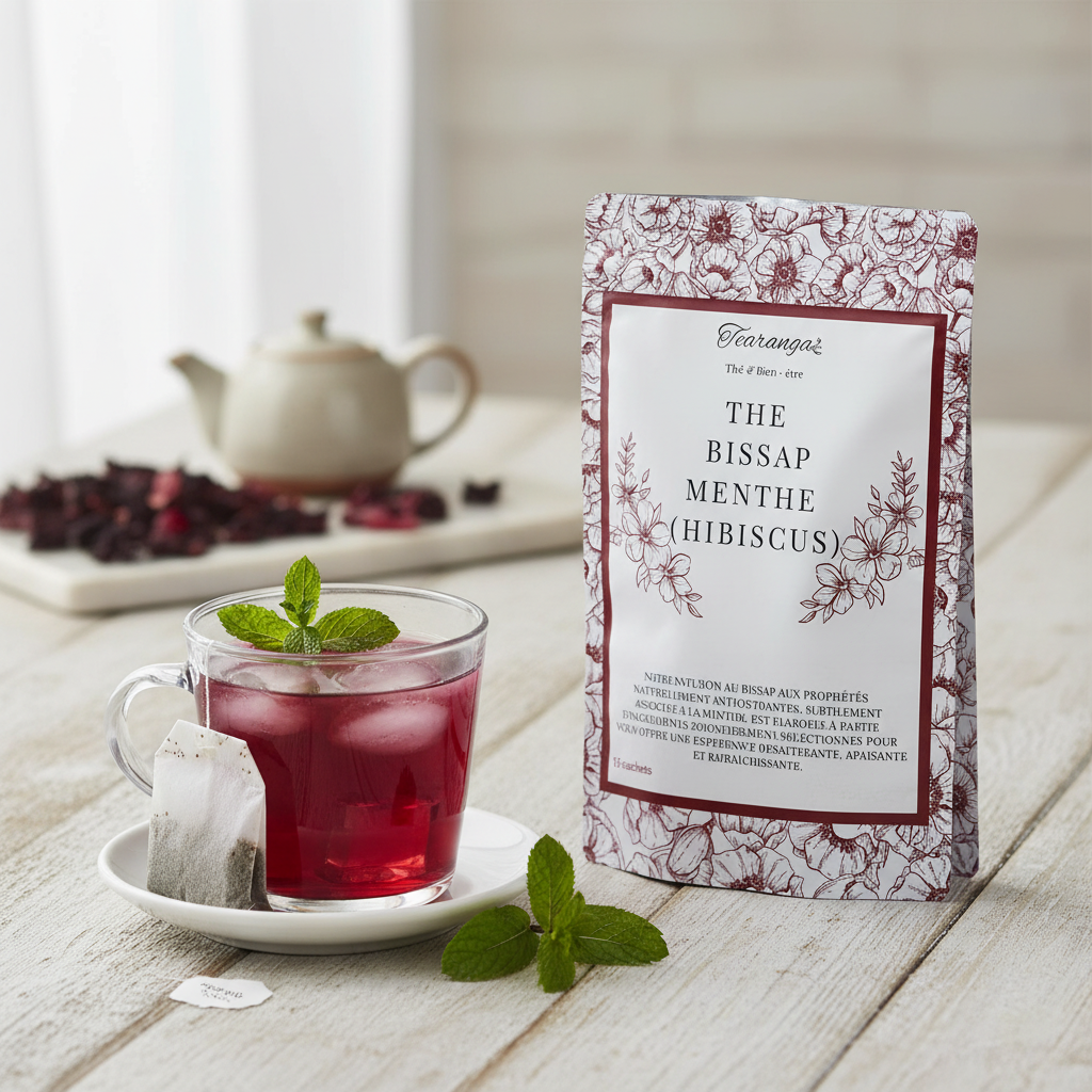 Thé Hibiscus Menthe Poivrée Élégant - Antioxydant Revitalisant