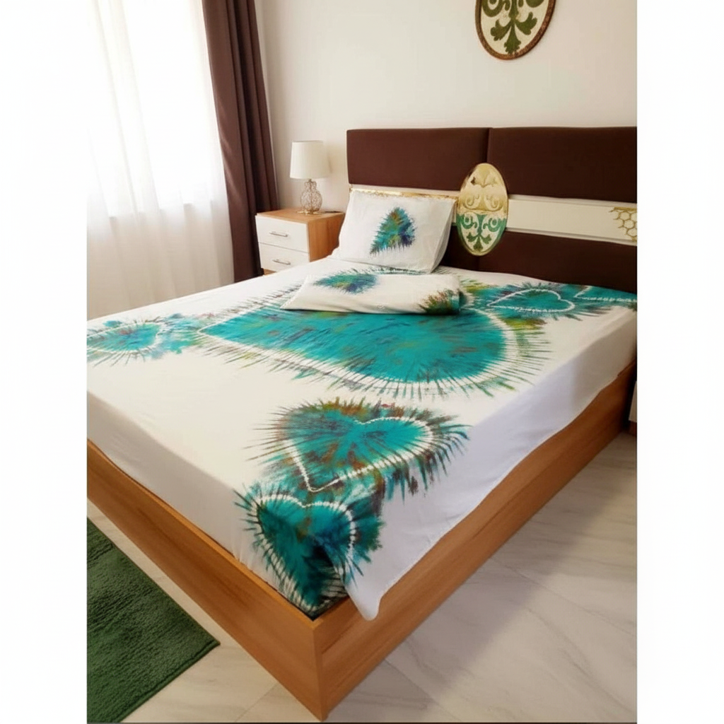 Drap Plat Modèle Binta en Harmonie Teal Boho-Chic