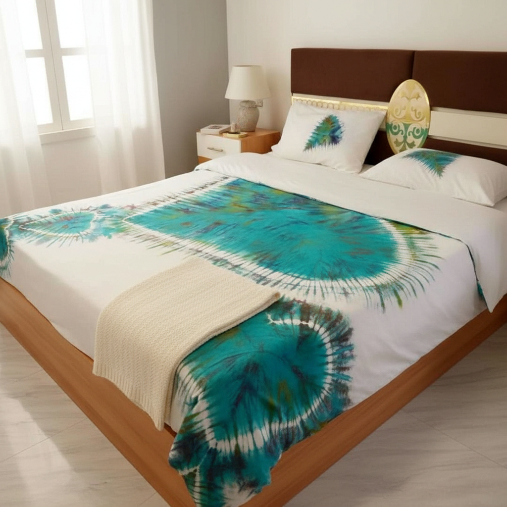 Drap Plat Modèle Binta en Harmonie Teal Boho-Chic