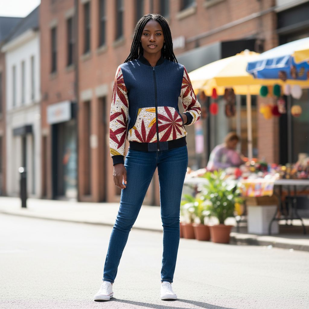Pull wax femme original avec zip, motif floral, coton et denim