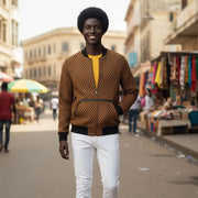 Pull wax homme noir et jaune moutarde, veste zipper grande poche chic