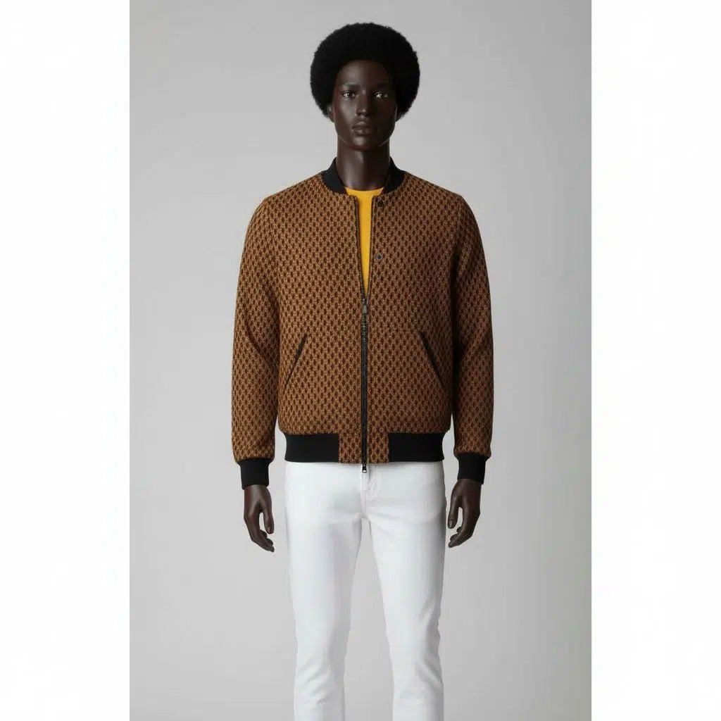 Pull wax homme noir et jaune moutarde, veste zipper grande poche chic