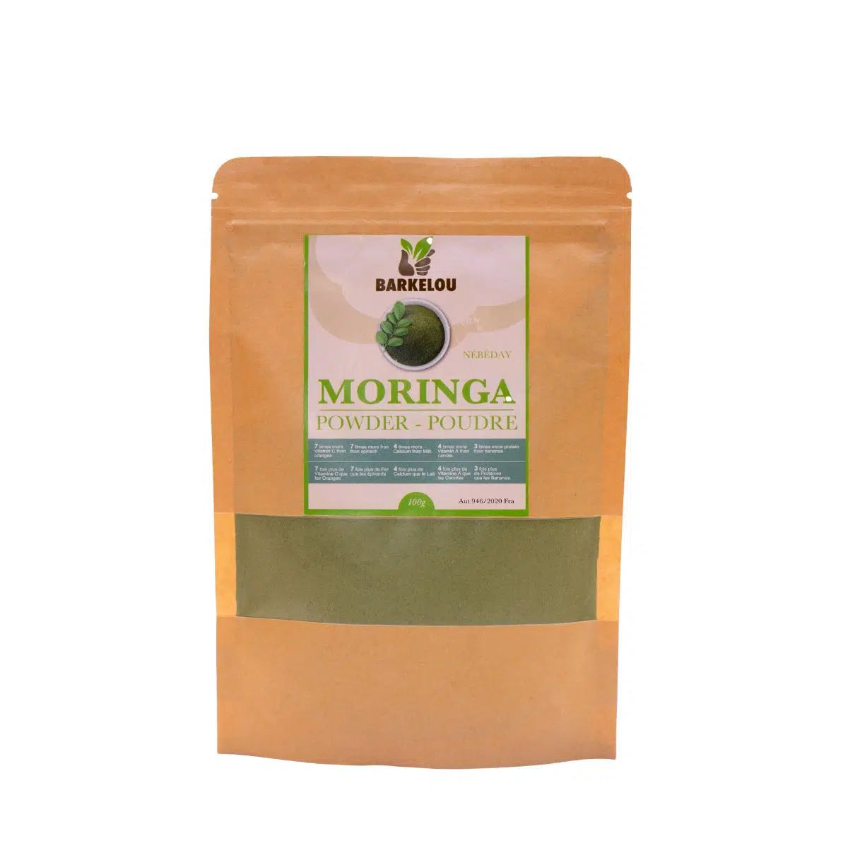 Poudre de moringa bio 100g – Super-aliment naturel, sachet refermable