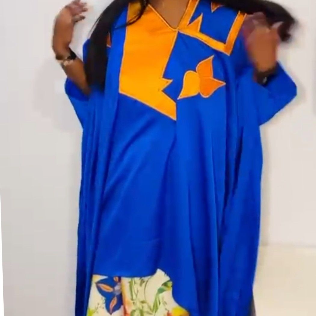 Boubou femme bleu orange tendance pour un style unique et élégant