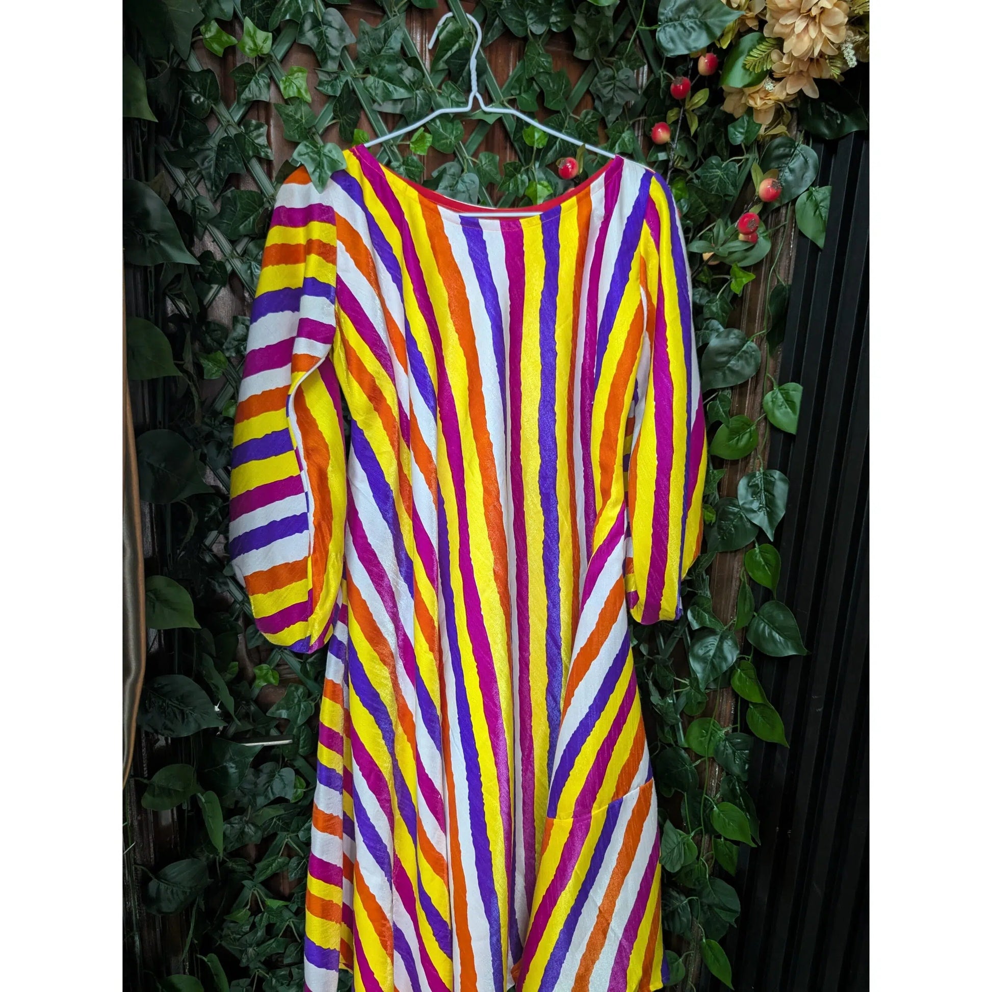 Robe courte organza femme multicolore avec des rayures