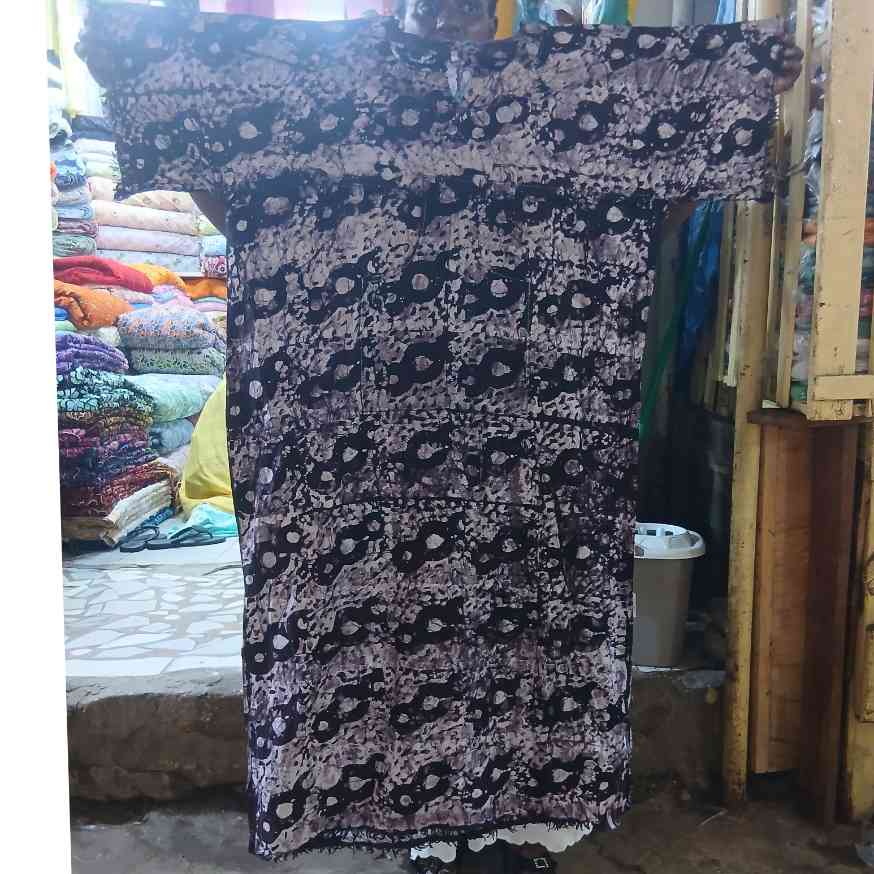 Robe batik femme ample coton noire blanche, été bohème grande taille
