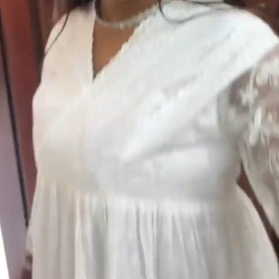 Robe femme coton élégante longue dentelle