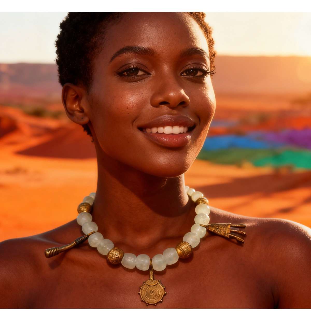 Collier et boucles d'oreilles en perles de verre Zuri