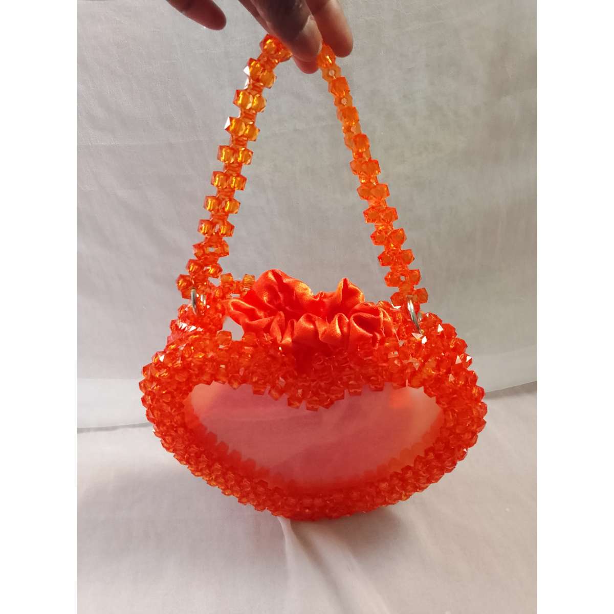 Sac en perle orange élégant, sac à main femme artisanal et original