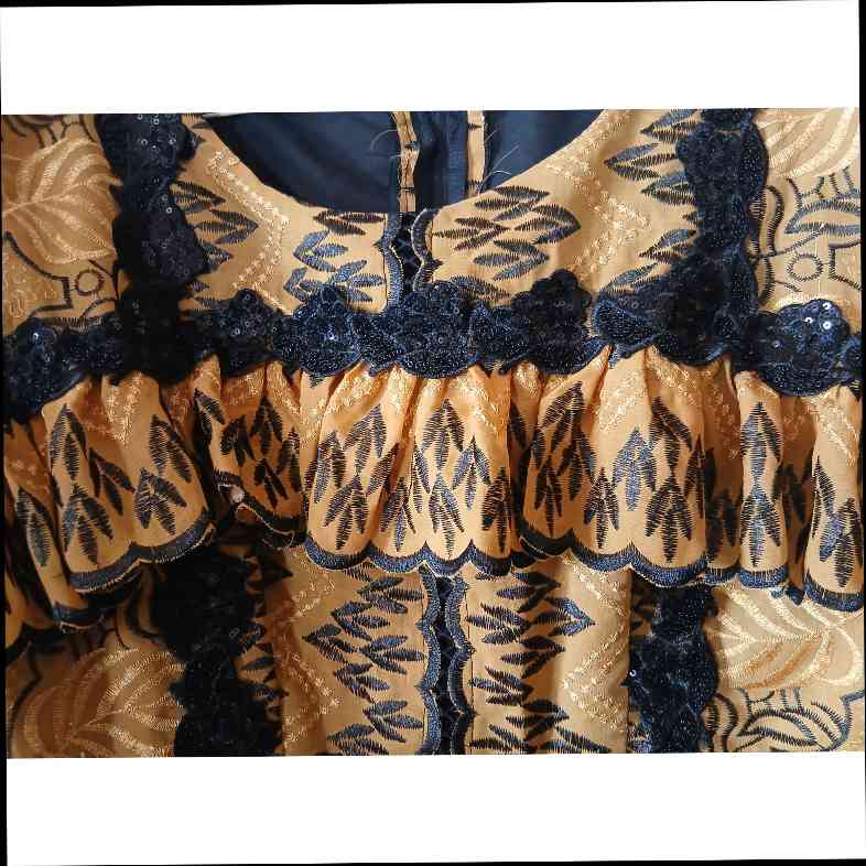 Robe brodée jaune moutarde femme, longue bohème chic, manches bouffantes