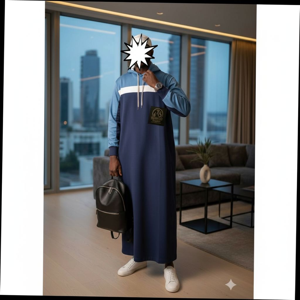 Qamis homme moderne style pull, élégant et confortable, bleu marine ou noir