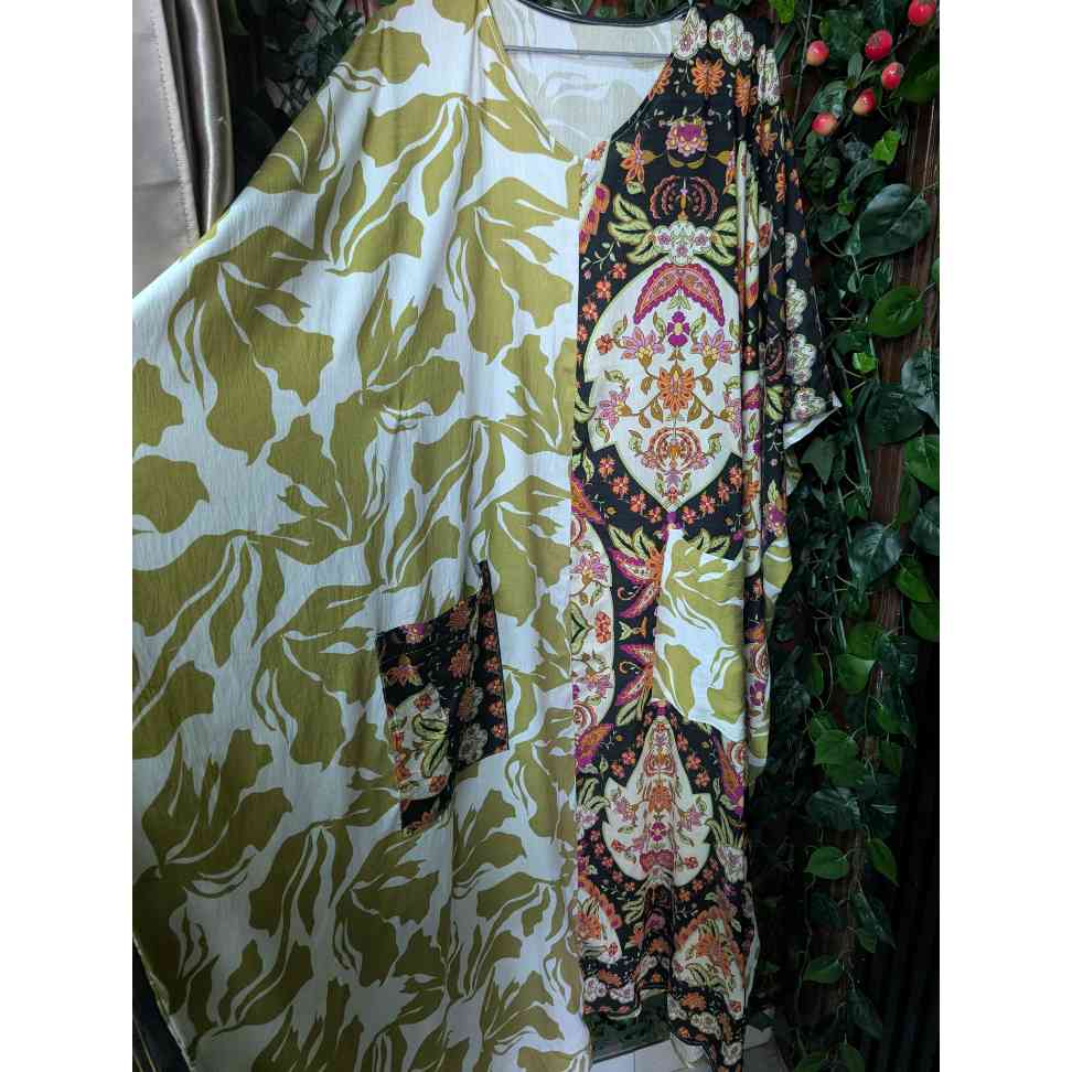 Boubou motif floral multicolore – robe longue bohème femme chic et ample