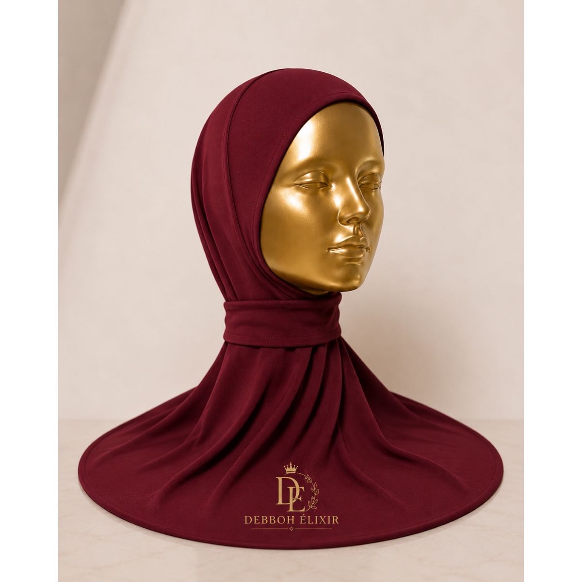 Cagoule femme élégante en jersey confortable – bonnet hijab bordeaux chic