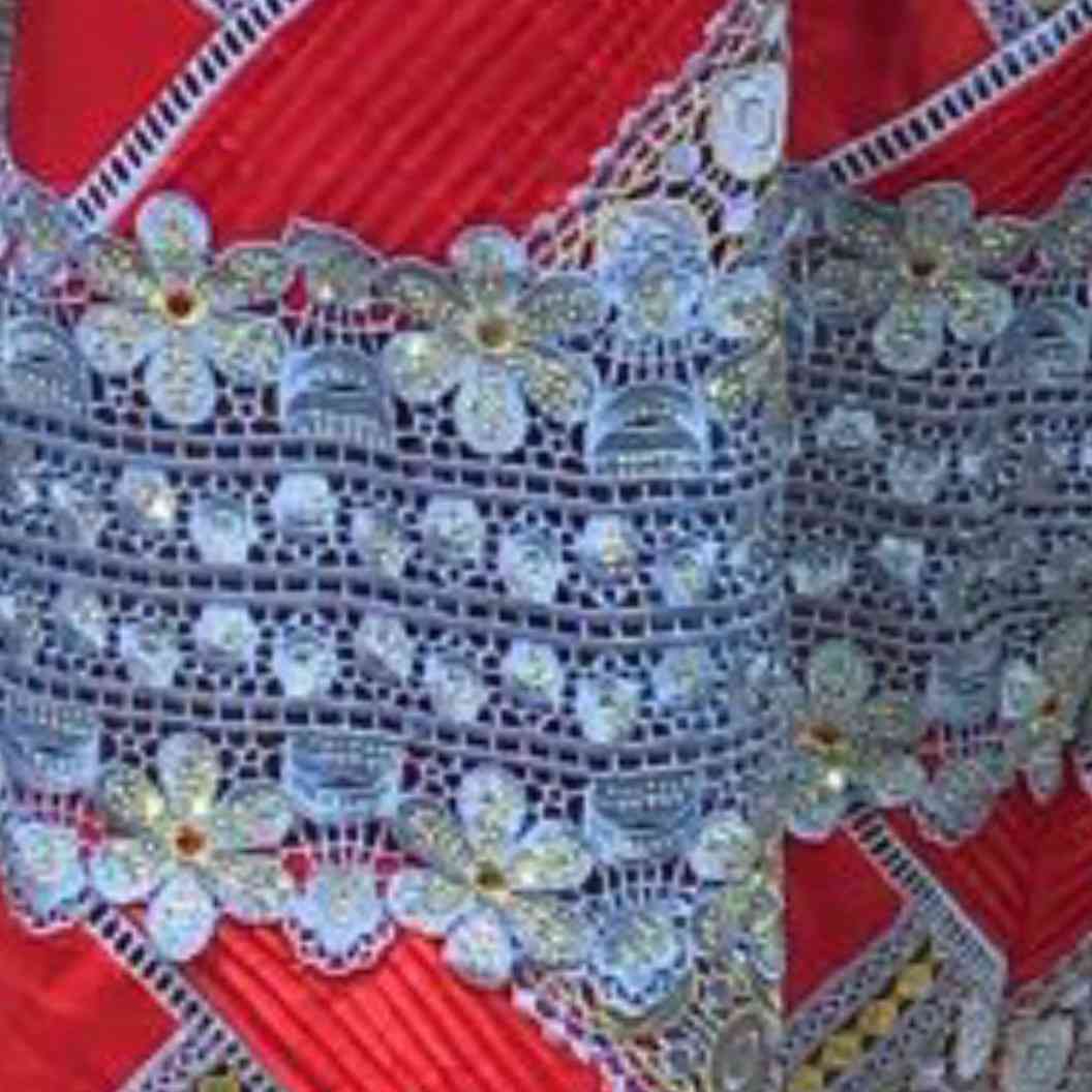 Robe bazin guipure dentelle rouge bleu
