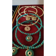 JOAILLERIE TOUAREG BY SKM JEWERLY/ ENSEMBLE PARURE DE COU +BOUCLES D'OREILLES EN PERLES AFRICAINES