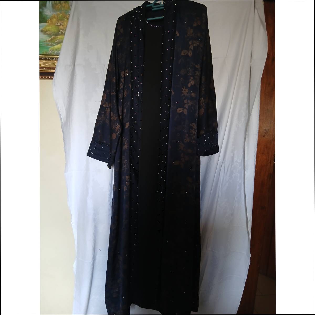 Abaya Dubai bleu marine élégante – Robe longue femme chic et raffinée