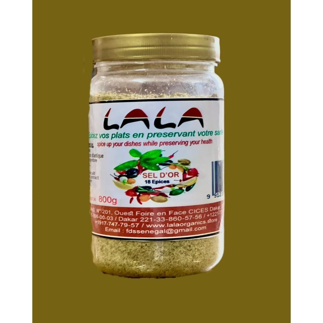Sel d’or 18 épices – Mélange d’épices santé, sel aromatisé naturel 800g