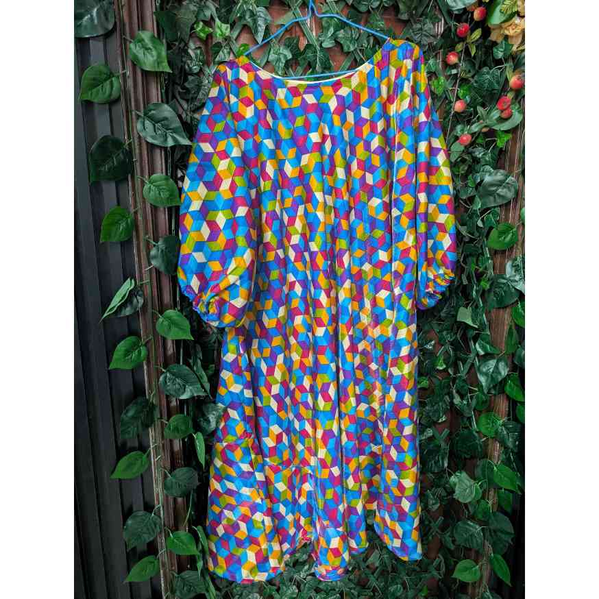 Robe courte organza femme bleu multicolore