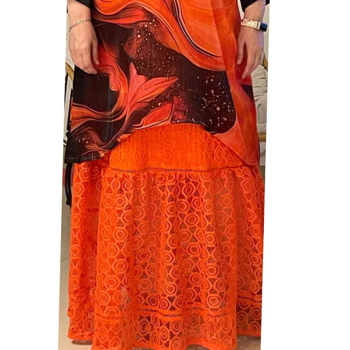 Robe en Coton Abstraite Orange Bleu - Élégance Moderne