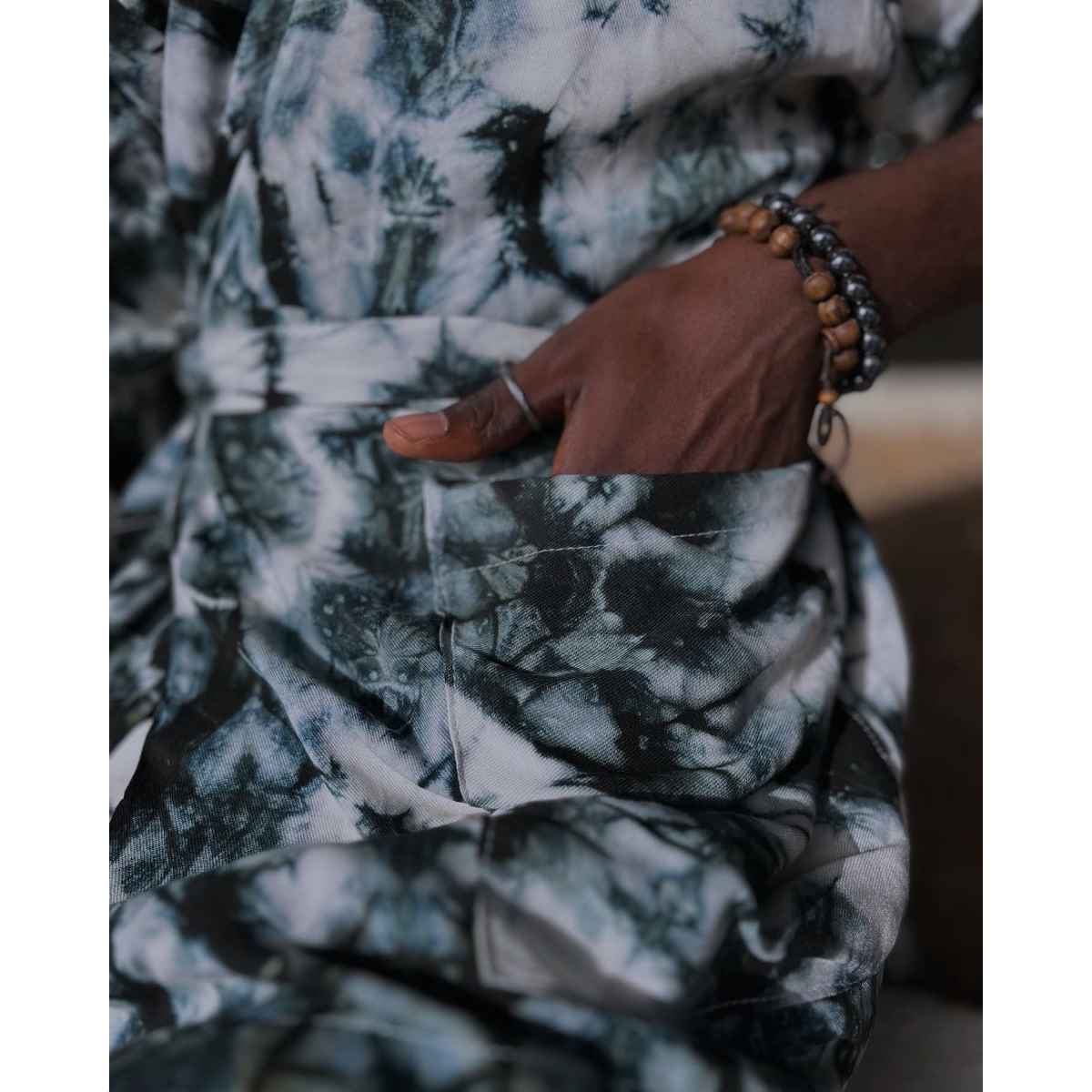 Ensemble tie-dye noir et blanc unisexe, coton confortable, style streetwear